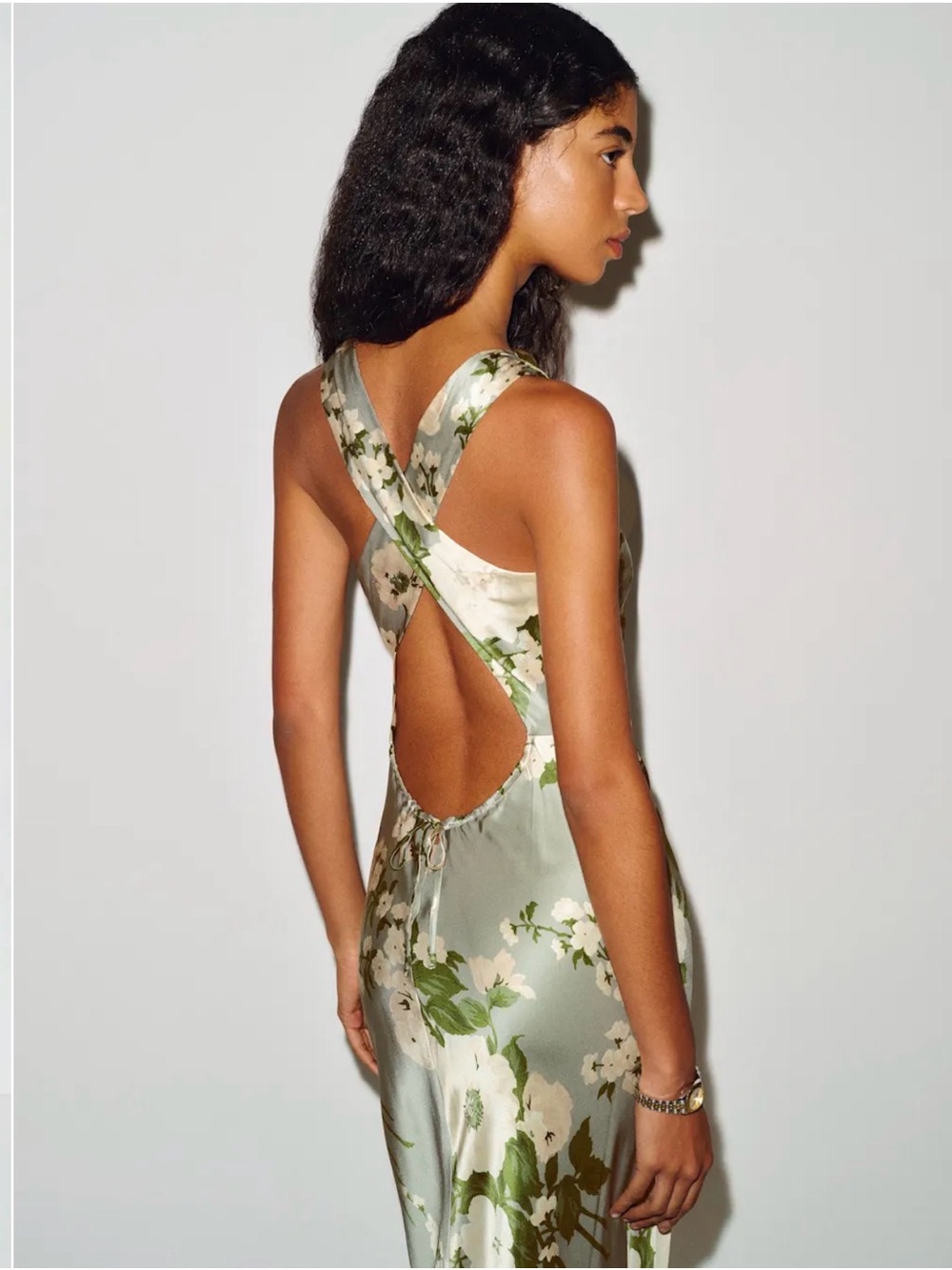Reformation Sage Green Floral Halter Maxi Dress - Picture 2 of 3